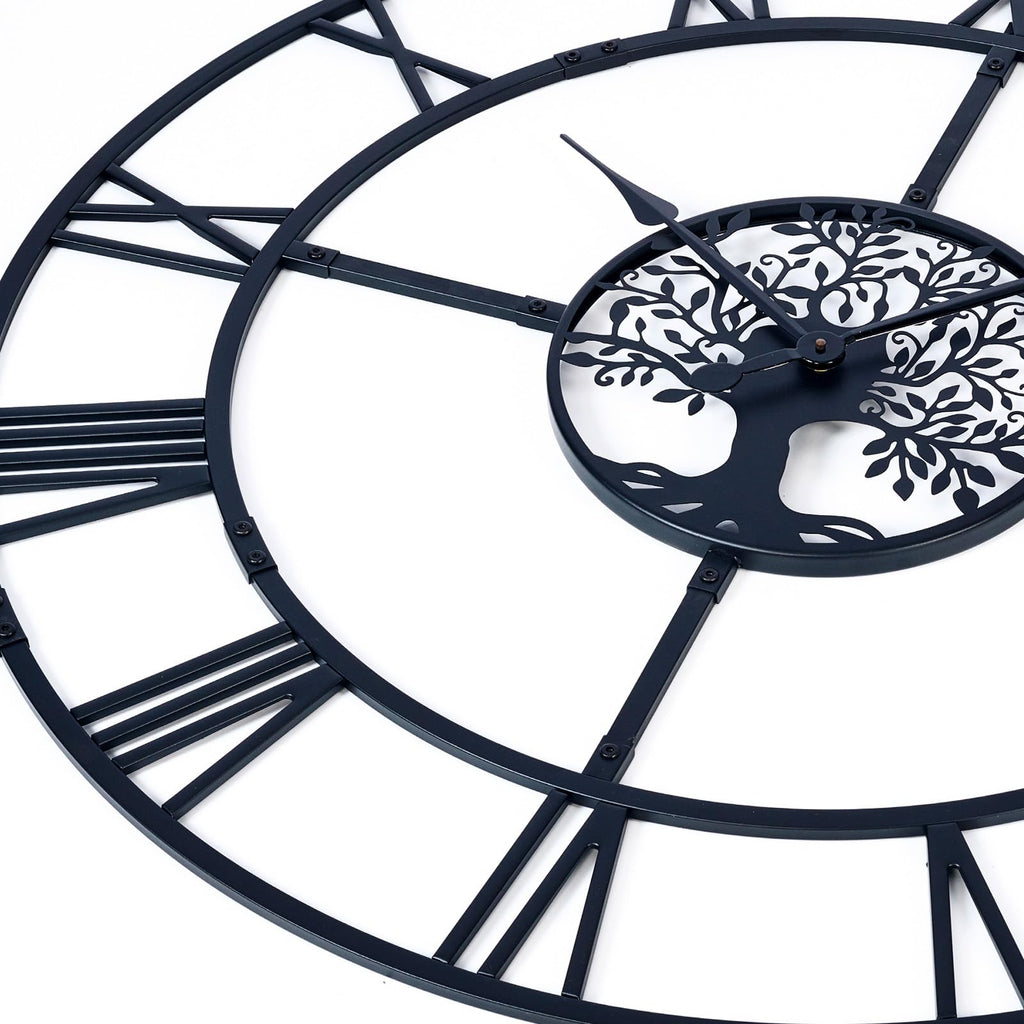 40in Large Silent Wall Clock, Easy Assembly Roman Numeral Black