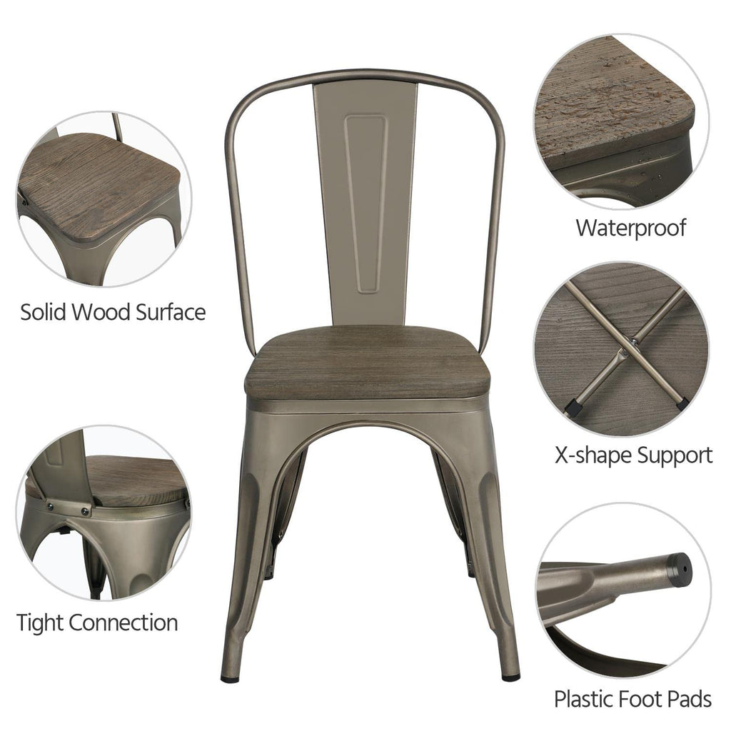 Metal Dining Chairs Set of 4, Stackable Kitchen Chairs, Metal