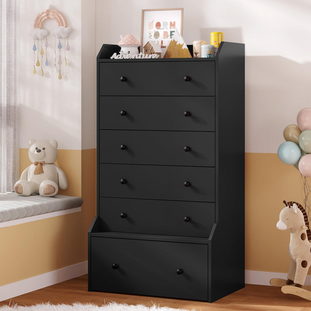 6 Drawer Tall Black Dresser