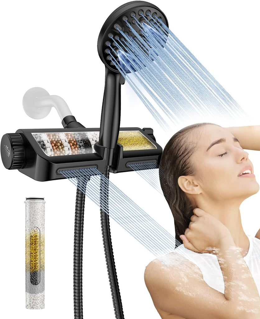 Filtered Shower Head with Handheld Combo Matte Black