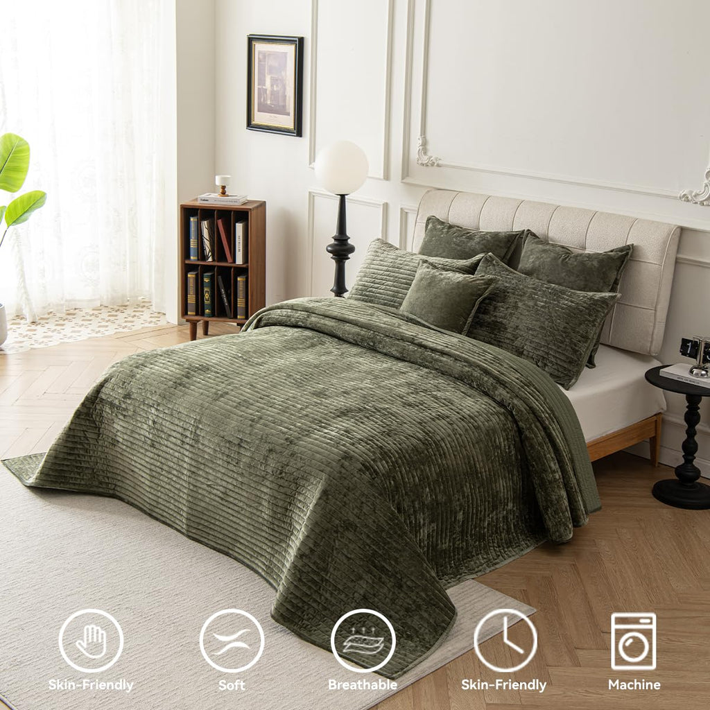 120x128 Velvet Quilt Set 3-Piece