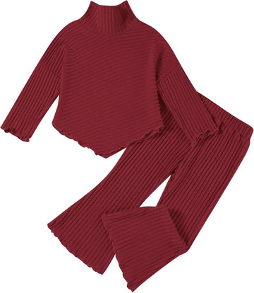 Toddler Girls Long Sleeve Ribbed Knit 2 Piece Set