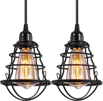 Industrial Pendant Light INNOCCY Edison Hanging Cage Pendant Lights E26 E27 Base Vintage Adjustable Pendant Lamp