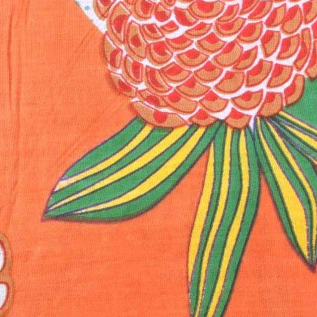 Indian Vintage Floral Print Cotton Fabric Dressmaking Materials Running Fabric by The Yard (Orange, 10 Yard)