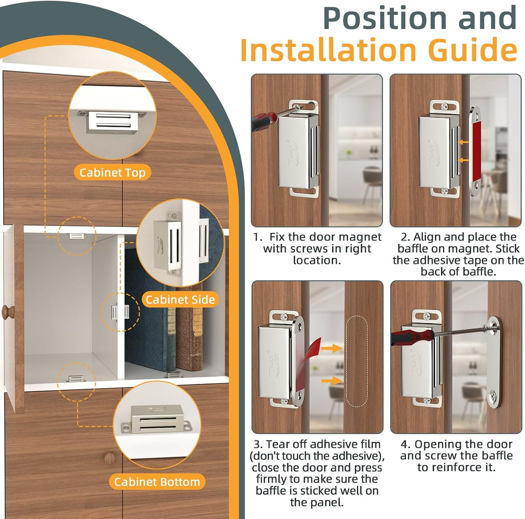 Cabinet Magnets 12 Pack Magnetic Door Catch Stainless Steel Kitchen Cabinet Magnetic Catch Drawer Magnet Door Cupboard
