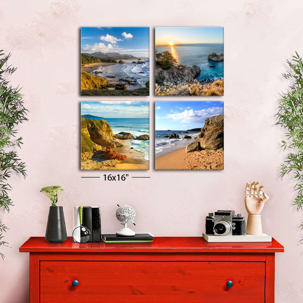 Beach Scene Canvas Wall Art Oregon Coast Landscape Pictures Ocean Sunrise Wall Decor Nautical Seascape Paintings