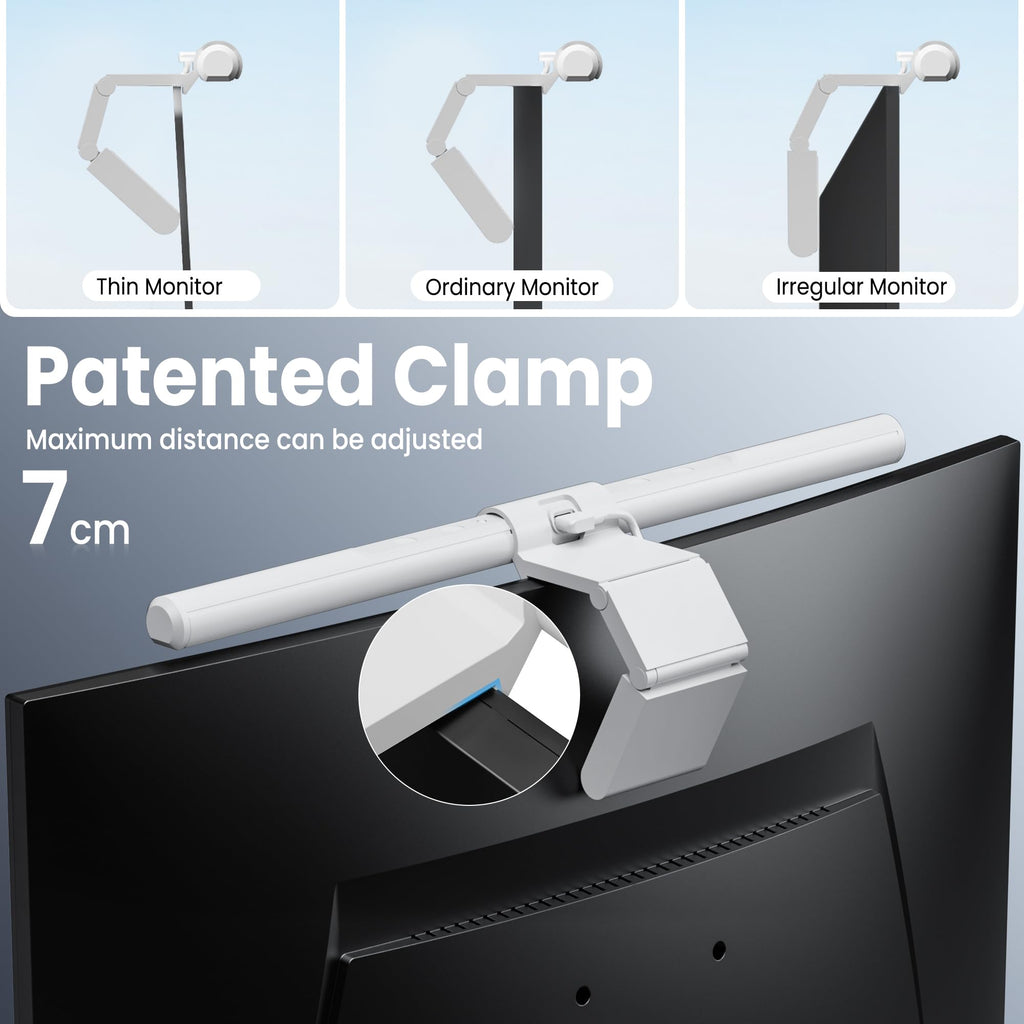 Monitor Light Bar Pro White, Eye-Care No Glare USB Computer Lamp, Stepless Dimming & Auto-Dimming Brightness, Dual