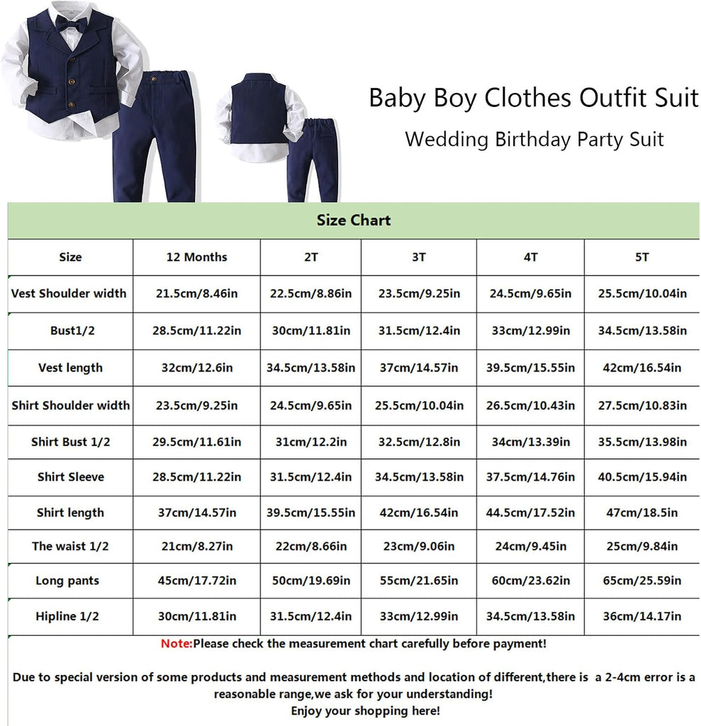 Baby Boys Gentleman Bowtie Formal Outfit Suits Tuxedo Vest Wedding Party Suit