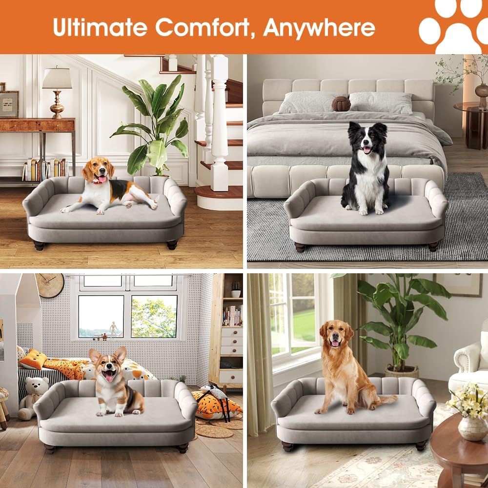 Dog Couch Sofa Bed, Comfortable Pet Sofa for Large and Medium Dogs, Soft Velvet Cushion, Durable Pet Furniture