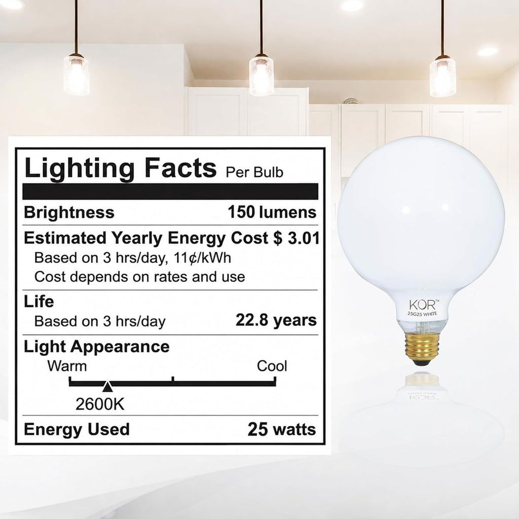 (4 Pack) G25 Incandescent Incandescent Light Bulb 2700K Soft Light, Decorative Globe Light Bulbs,E26 Medium Base
