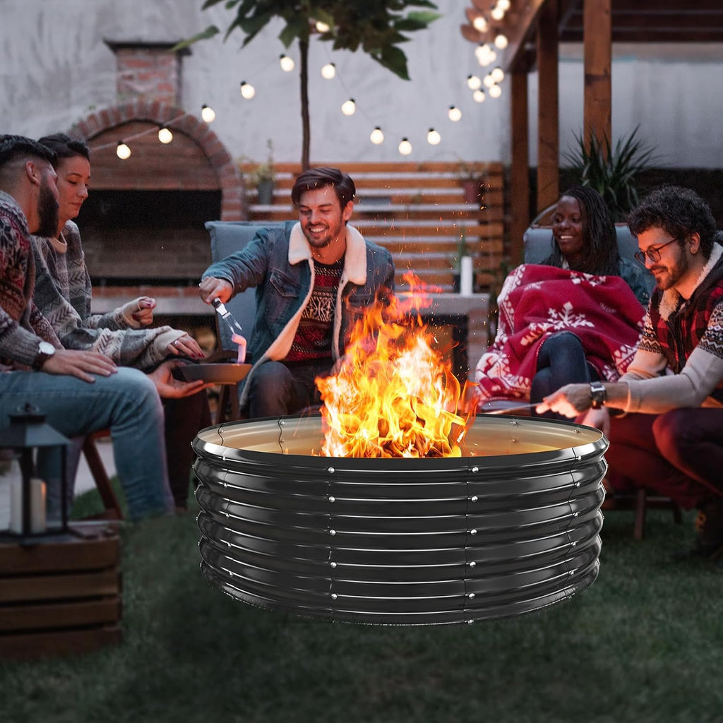 48 Inch Round Galvanized Fire Pit Ring/Fire Ring - Foldable and