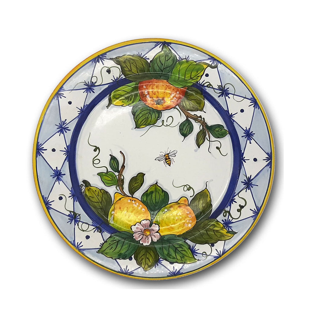 Hand-Painted Italian Ceramic Dinnerware Set - Service for 4 - Vibrant Ischia Lemon Design - Authentic Tuscan Pottery