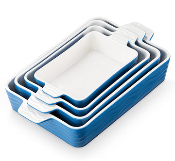 Ceramic Baking Pan with Handles, Porcelain Baking Pans Set of 4, Oven Safe and Durable Baking Dishes Rectangular