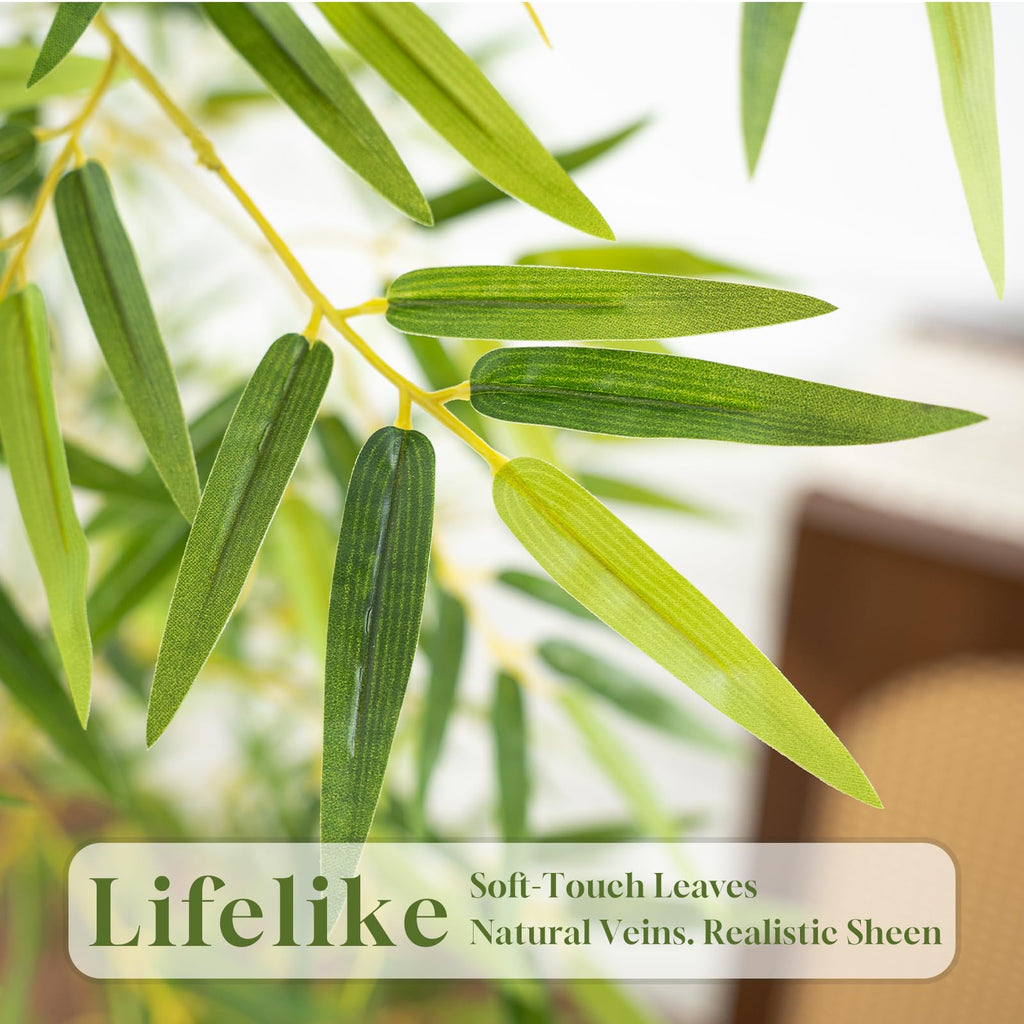 Artificial Bamboo Tree, Fake Bamboo Plant 6FT Tall with 6 Natural Real Bamboo Trunks, Artificial Tree Indoor Decor