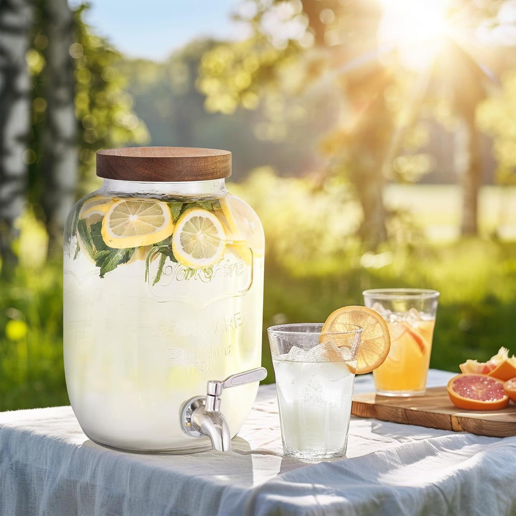 1 Gallon Glass Drink Dispenser for Parties, Leak-Proof Spigot