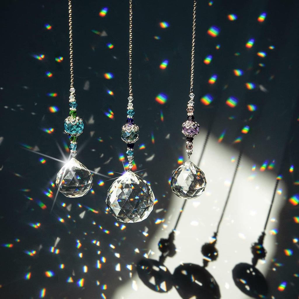 3 Pcs Clear Crystal Ball Prism Suncatcher Rainbow Maker Window Decor - Clear Crystal Ball Prism Suncatcher Rainbow