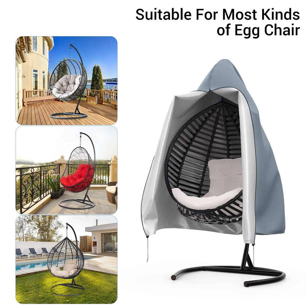 Patio Egg Chair Cover Waterproof with Zipper for Swing Chair, Grey