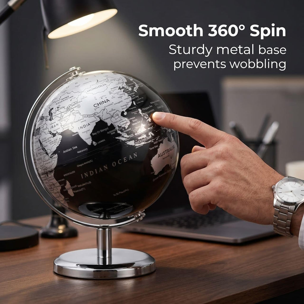 6 Inch Small World Globe with Antique Bronze Stand Earth Desktop Decor for Kids & Adults Geography Learning Globe