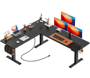 75 x 63 Inch L Shaped Standing Desk with Power Outlets