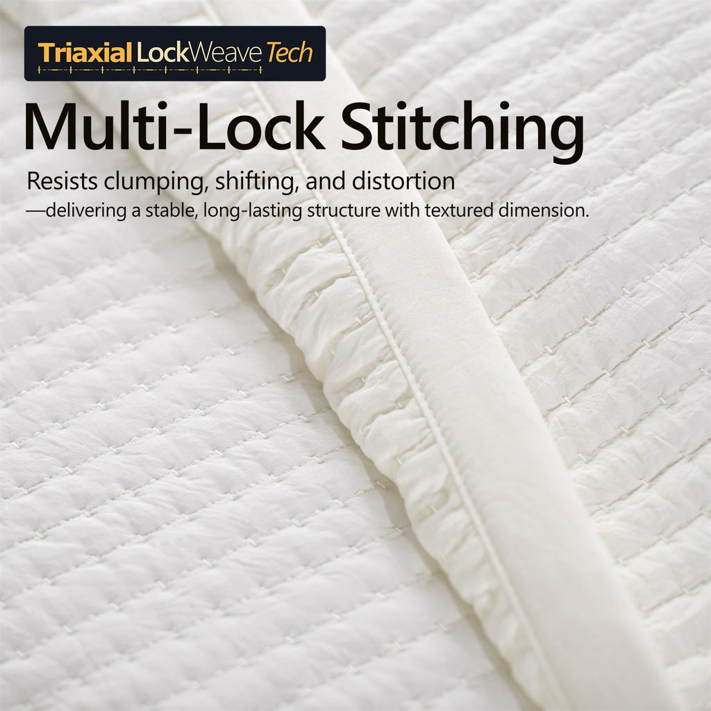 Oversized King Quilt Set 112 x 106 in, Lightweight, Cream White