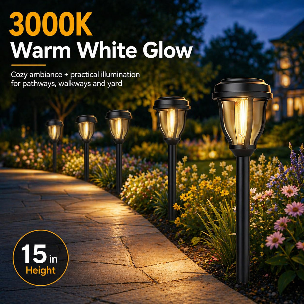 12 Pack Solar Lights Outdoor, Solar Pathway Lights Auto On/Off Waterproof Garden Landscape Lighting for Path, Yard