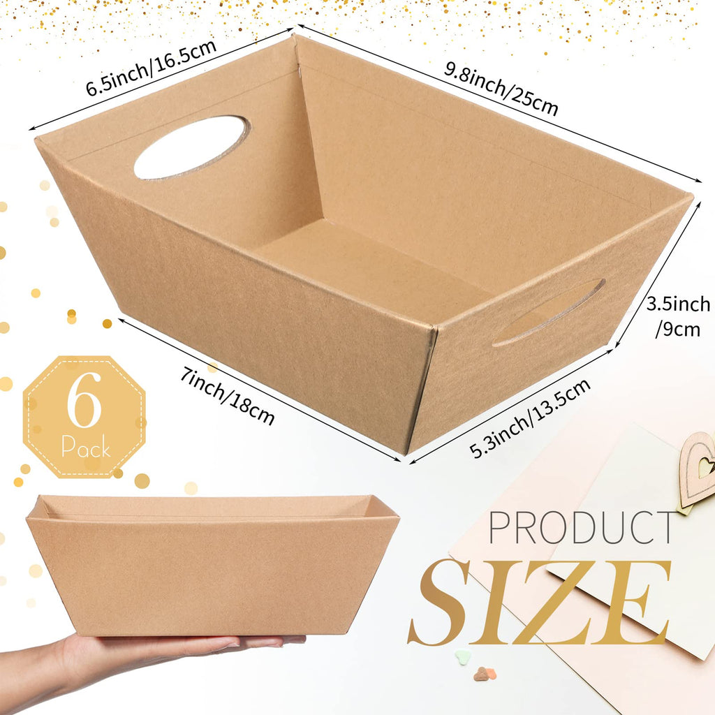 6 Pack Baskets for Gifts Empty to Fill, DIY Brown Kraft Gift Basket