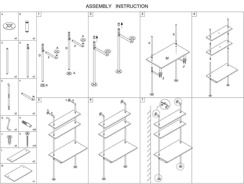 Wall Mounted Desk with Shelves, Industrial Ladder Style Floating Desk for Small Spaces, Computer Table with Storage