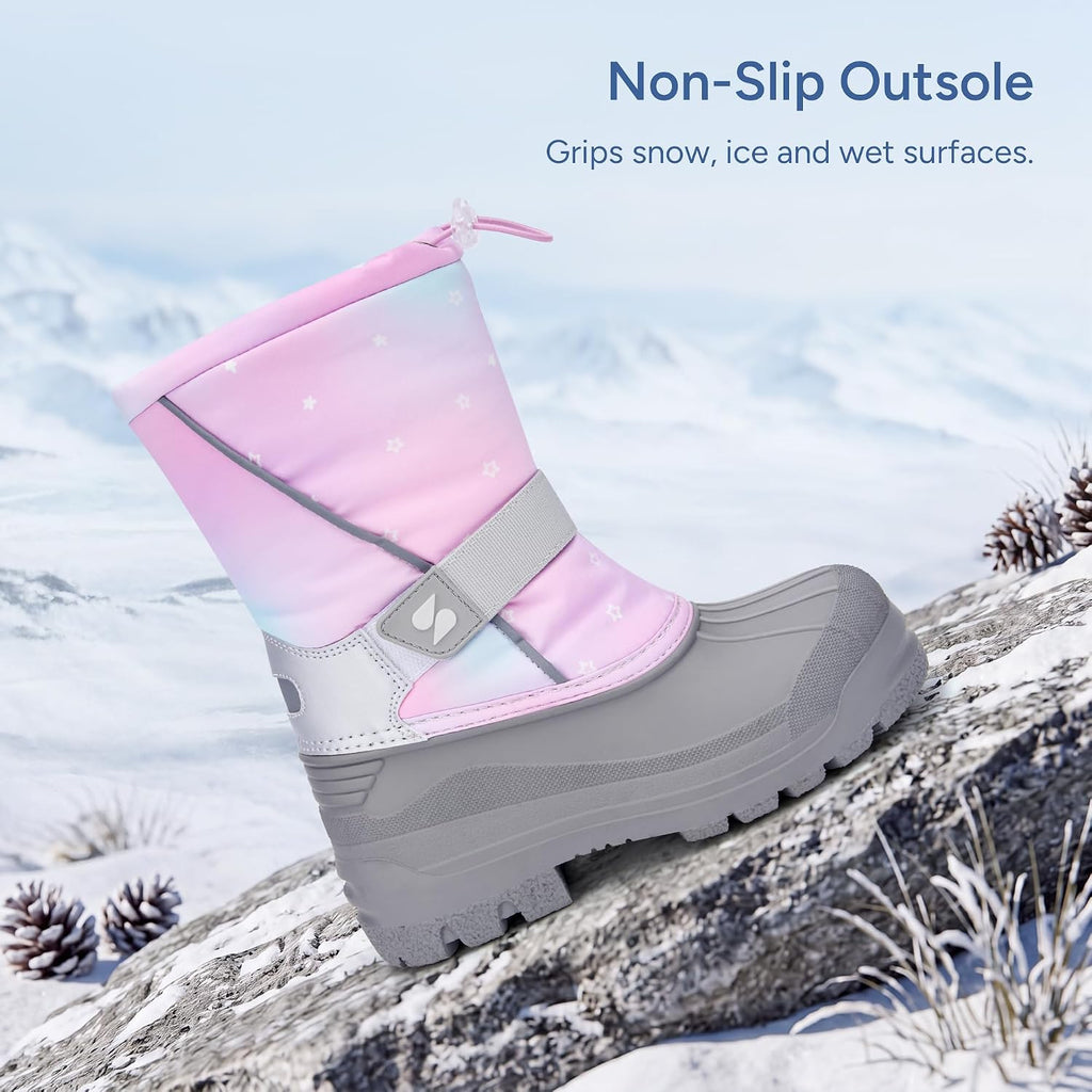 Kids Snow Boots Boys Girls Waterproof Zipper Winter Boots
