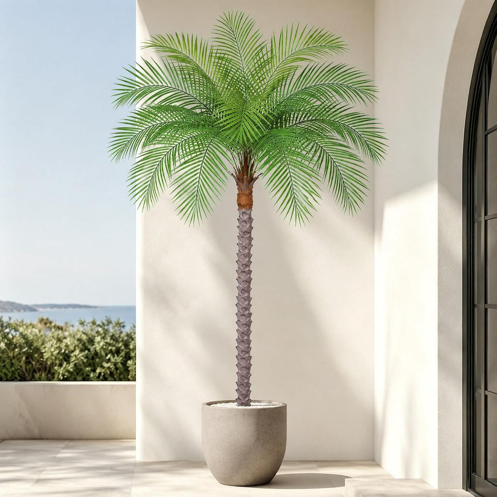6ft Tall Artificial Phoenix Palm Tree with 18 Leaves, Large Fake Tropical Silk Tree Outside, Fake Tree Perfect