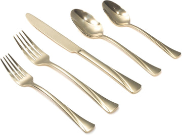 Alice Champagne Gold Mirror 40-Piece Silverware Set Stainless Steel Flatware Set,Service for 8