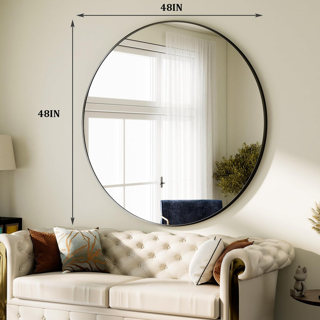 48 Inch Round Mirror Black Circle Bathroom Mirror