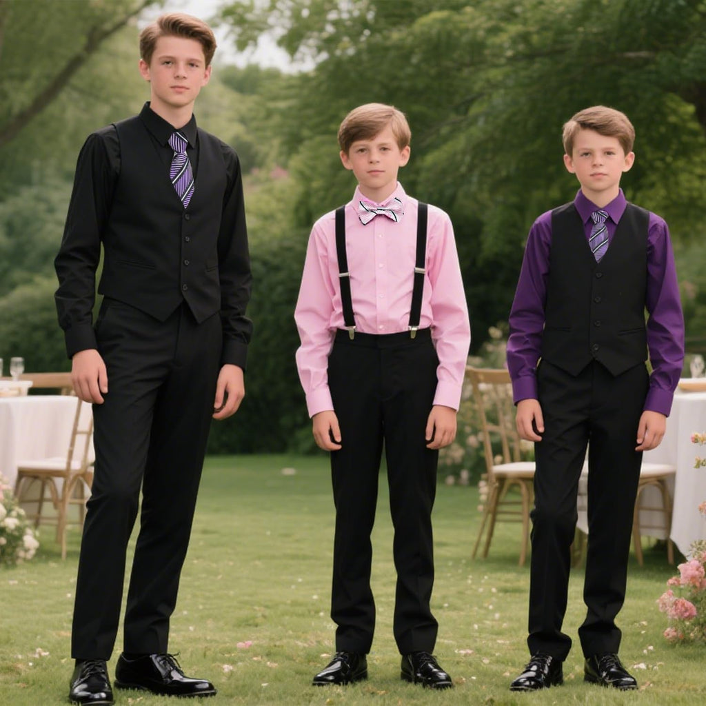 Boys Suits Set Uniform Dress Vest and Pants Set Wedding Ring Bearer Outfit