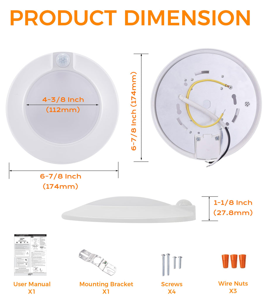 4 Pack] Motion Sensor Ceiling Light Indoor, 120V CRI90 10W 5000K Bright Day Light, 6.5 inch LED Flush Mount Ceiling