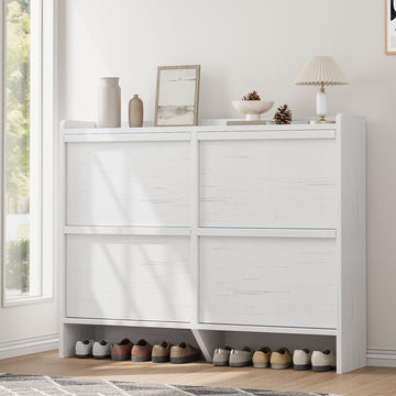 Shoe Cabinet with 4 Flip Drawers, Wooden Shoe Organizer Cabinet with Adjustable Shelf, Shoe Storage, Hidden Shoe