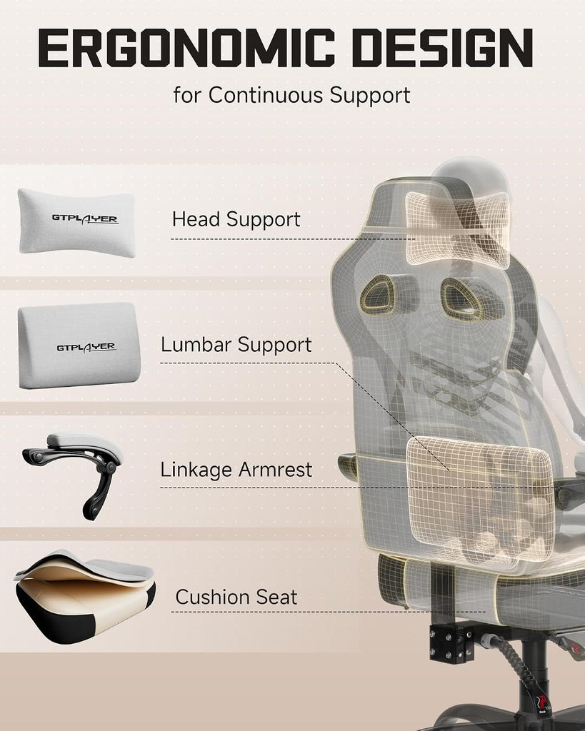 Gaming Chair for Adults, Ergonomic High Back Chair with Footrest | Big & Tall Computer Video Gaming Chair, Comfort