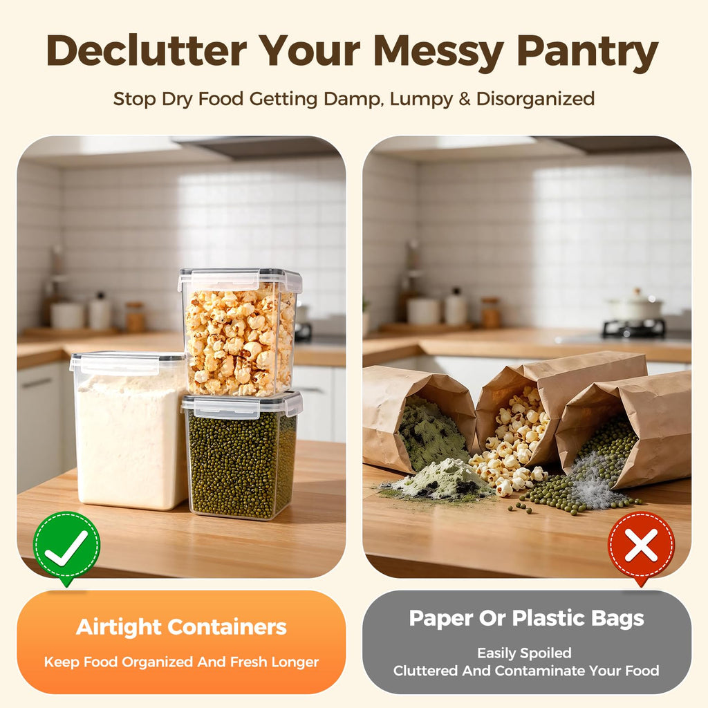 Airtight Food Storage Containers, BPA-Free Stackable Cereal