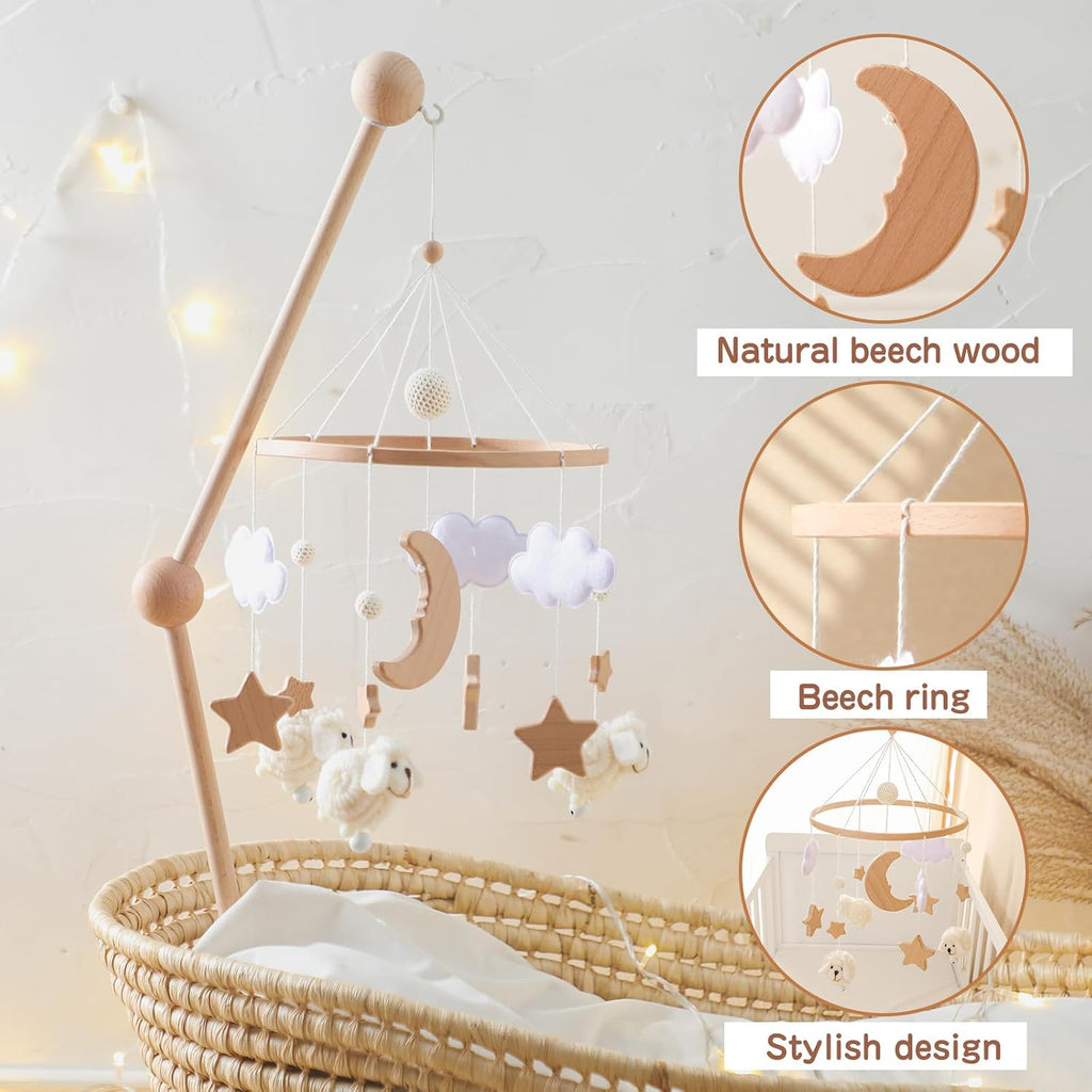Baby Mobile for Crib, Montessori Baby Crib Mobile for Boys Girls for Bassinet, Nursery Decor for Infant Bedroom
