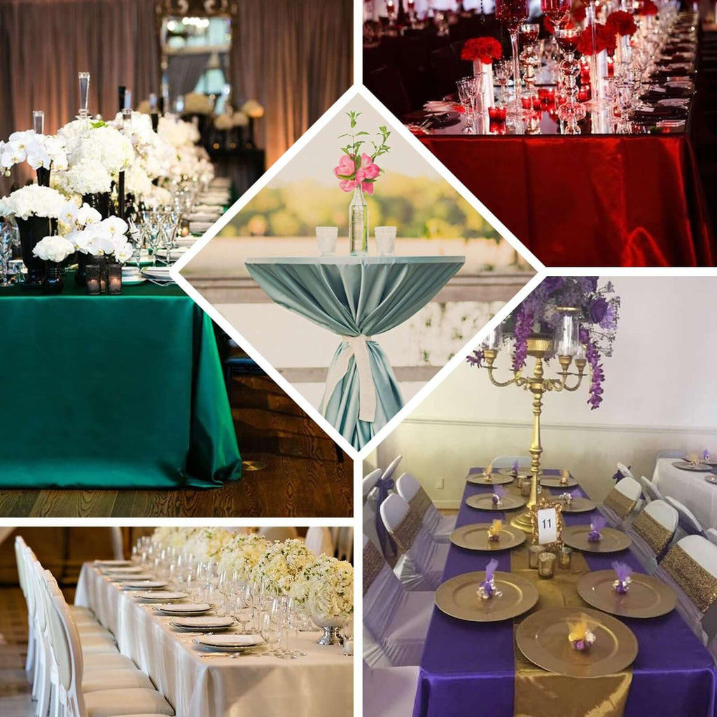 Rectangle Satin Tablecloth, 90"x132" Smooth Oblong Washable Table Cloth, Decorative Silky Fabric Table Cover for