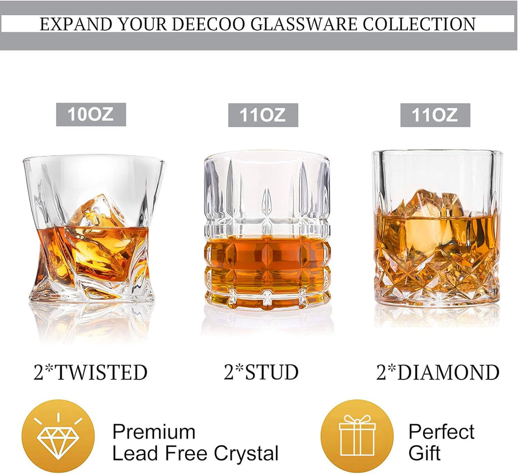 Premium 10, 11 OZ Scotch Glasses - Old Fashioned Whiskey Glasses/Style Glassware for Bourbon/Rum/Bar Tumbler Set of 6