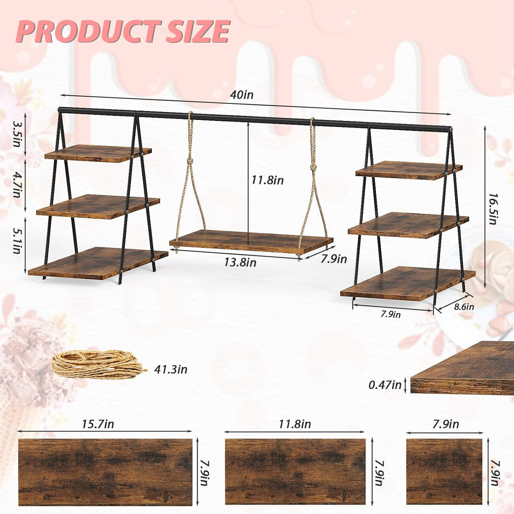 Wooden 3 Tier Cupcake Stand, Wood Cupcake Display Stand with Swing