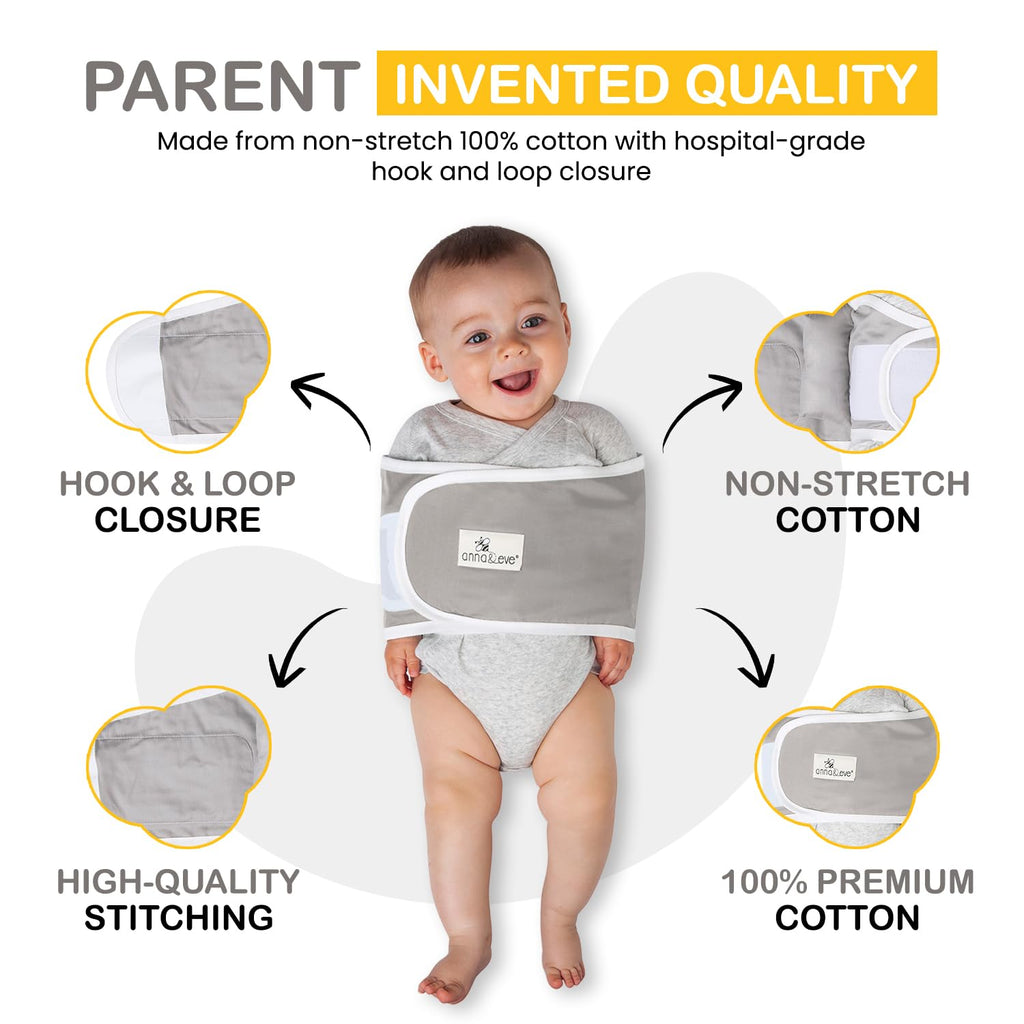 Swaddle Strap for Newborns, 16" to 20.5", Grey