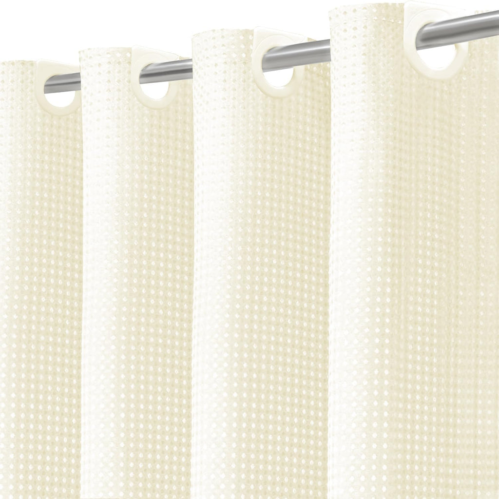 No Hook Shower Curtain with Removable Snap-in Liner, Waffle Weave 230 GSM Polyester, Weighted Hem, Water Repellent