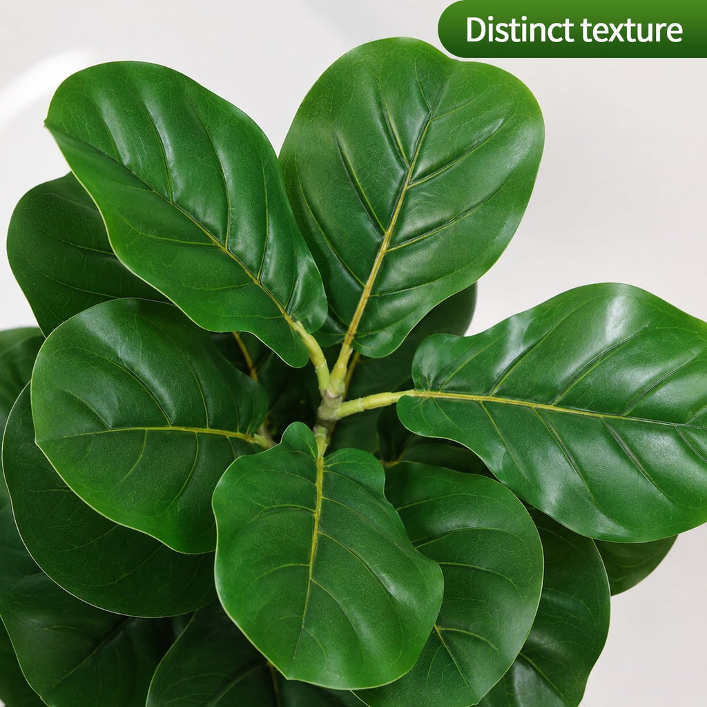 Artificial Fiddle Leaf Fig Tree, 5ft Realistic Fake Plants Faux Trees with White Planter, Artificial Plants Indoor