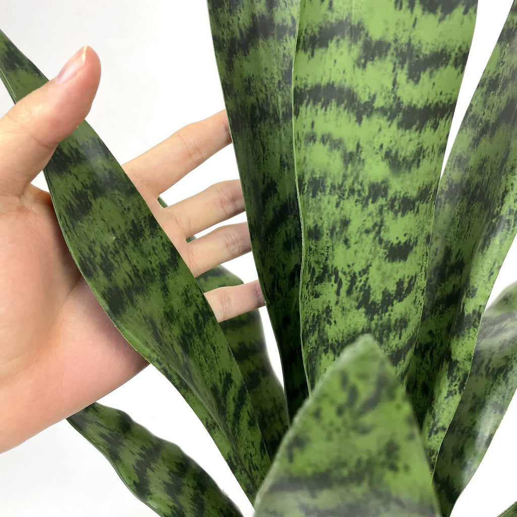 Artificial Plants Sansevieria Snake Plant with Black Plastic Planter Greenery Perfect Faux Agave Fake Plants in Pot