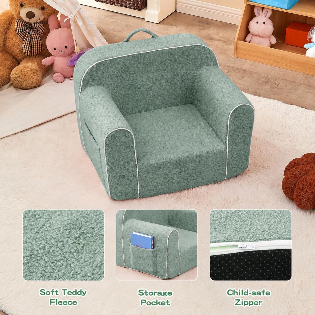 Kids Bean Bag Chair with Armrests & Side Pocket for 3-6 Years Old