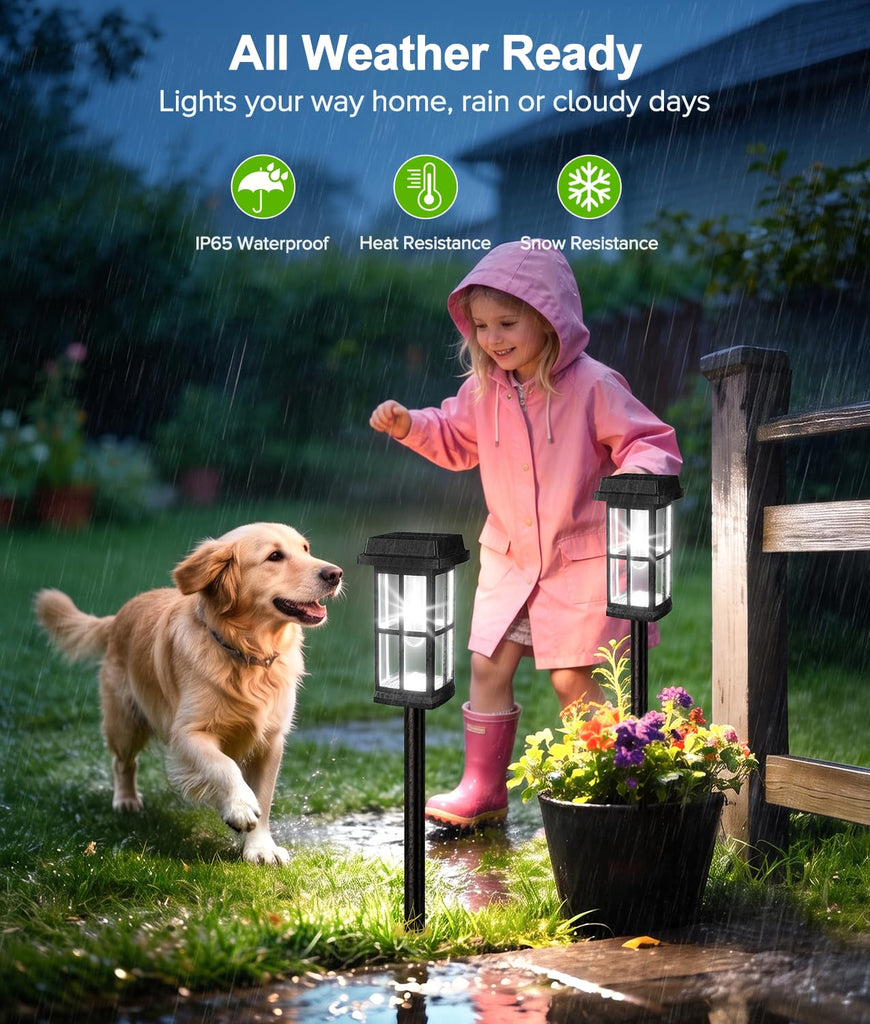 4 Pack Solar Pathway Lights Outdoor, 2 Lighting Modes Waterproof Solar Lights Outdoor, Brighter Up to 15Hrs Outdoor