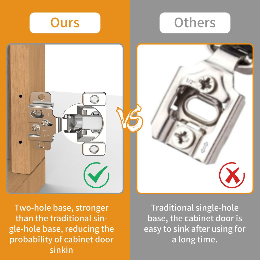 50 Pack Face Frame Cabinet Hinges, 1/2" Overlay, Soft Close, 105°