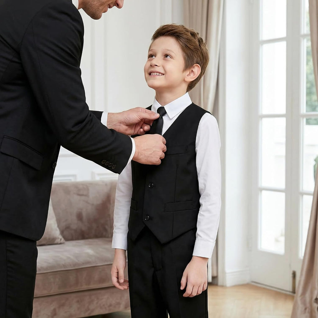 Boys 4 Pieces Suits Slim Fit Kids Vest Pants Sets Formal Dresswear for Boy