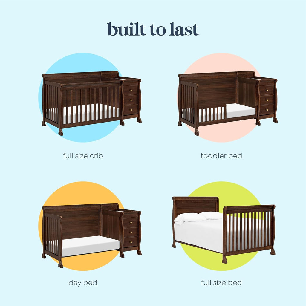 Kalani 4-in-1 Convertible Baby Crib & Changing Table Combo - GREENGUARD Gold Certified - Toddler Bed, Daybed