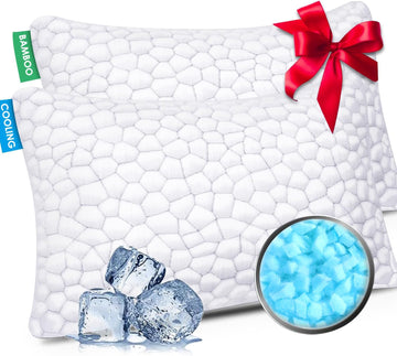 Cooling Pillows King Size Set of 2, CertiPUR-US Shredded Memory Foam Pillows,Soft Yet Supportive Pillow for Sleeping